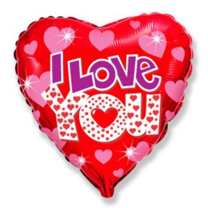 Foil Heart “I love you + hearts”, 46cm