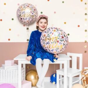 Foil balloon Happy Birthday, 45cm, light pink